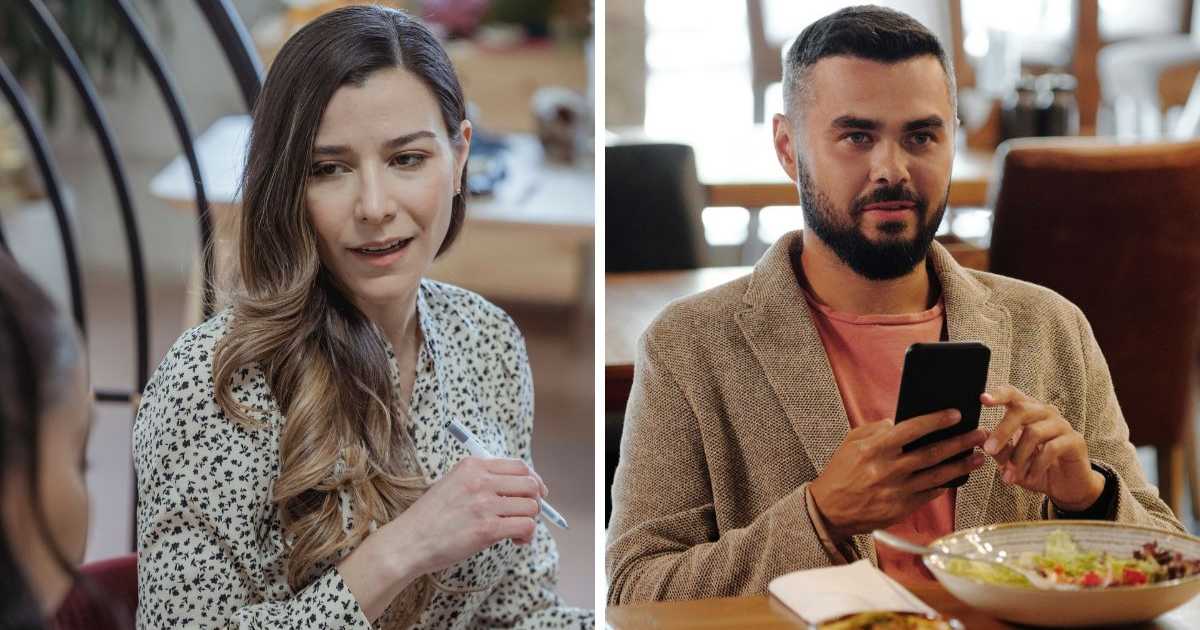 (L) Woman talking to someone on a date (R) Man using his phone (Representative Image Source: (L) Pexels, George Milton | (R) Pexels, Jep Gambardella)