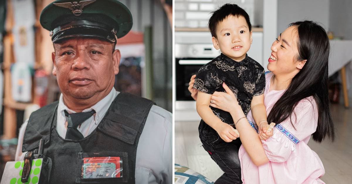 (L) Immigration officer. (R) Mom smiling while looking at her toddler. (Representative Cover Image Source: Pexels | (L) Mario Spencer, (R) Mikhail Nilov)