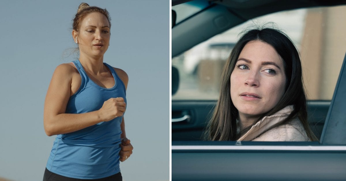 Solo runner was ready to defend herself, fearing abduction when two cars stopped feet away — what the first driver told her left her emotional