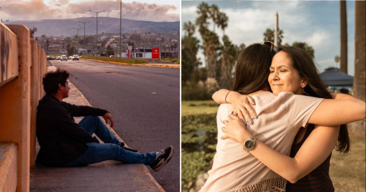 (L) Man sitting on street. (R) Two women hugging. (Representative Cover Image Source: Pexels | (L) Bryan Almeida, (R) Mental Health America (MHA))
