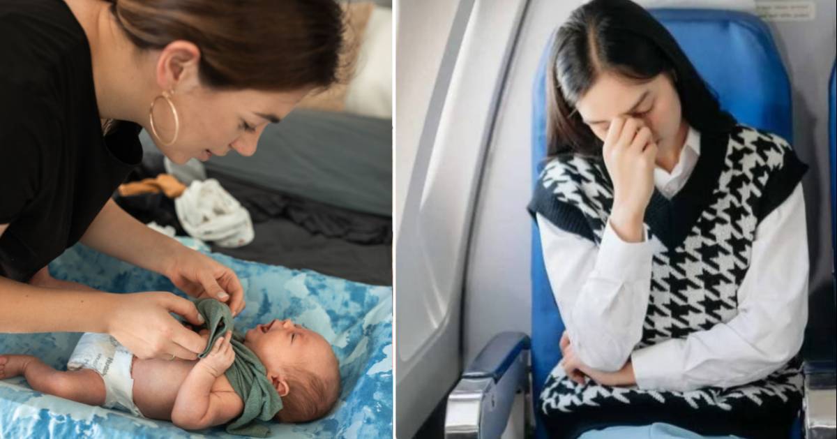 They looked away as a mom changed her baby’s diaper on the plane — but what they found after she left made them call a flight attendant
