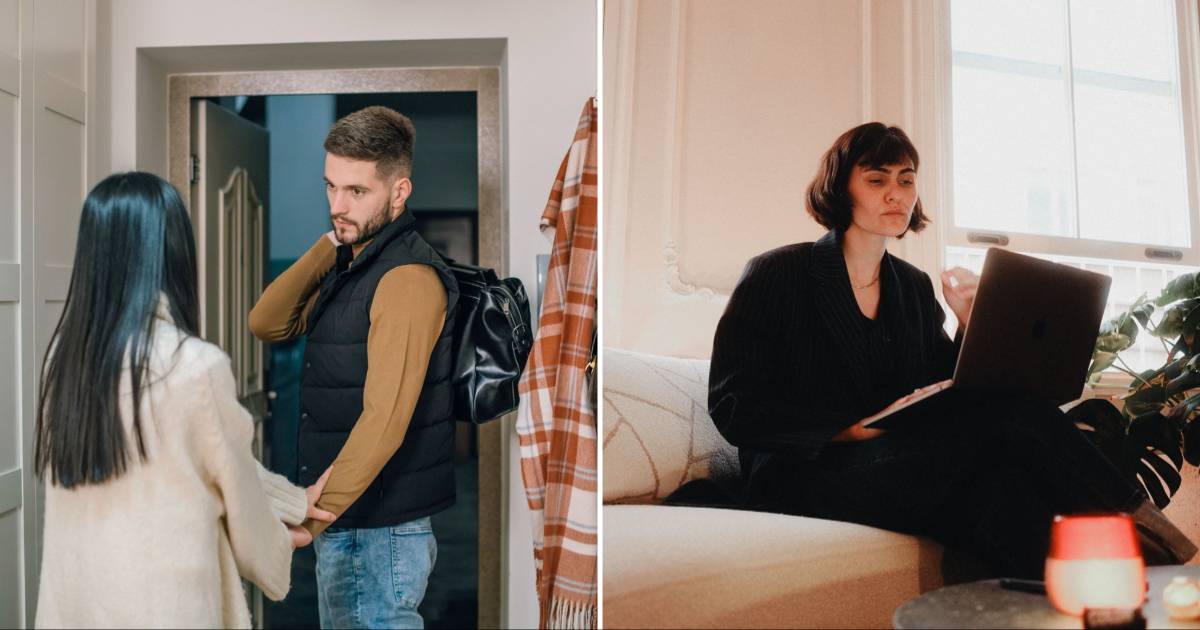(L) A man breaking up with his girlfriend, leaving her house. (R) A woman looking furious using laptop. (Representative Cover Image Source: Pexels | (L) Alena Darmel, (R)  Mert Coşkun)