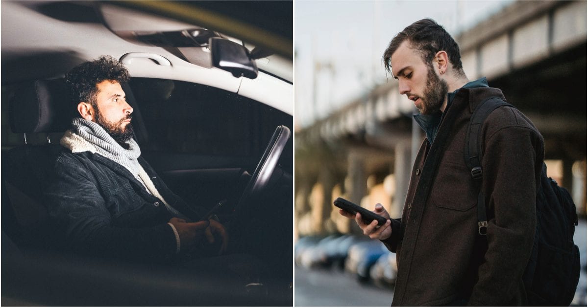 (L) A man looks suspiciously while using phone in his car. (R) A man looks disappointed as he looks at his phone. (Representative Cover Image Source; Pexels| L - Omar Ramadan, R - Mary Taylor)
