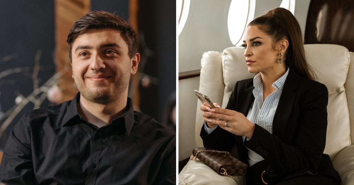 (L) Man smiling at someone. (R) Woman sitting in plane. (Representative Cover Image Source: Pexels | (L) Pavel Danilyuk, (R) RDNE Stock project)