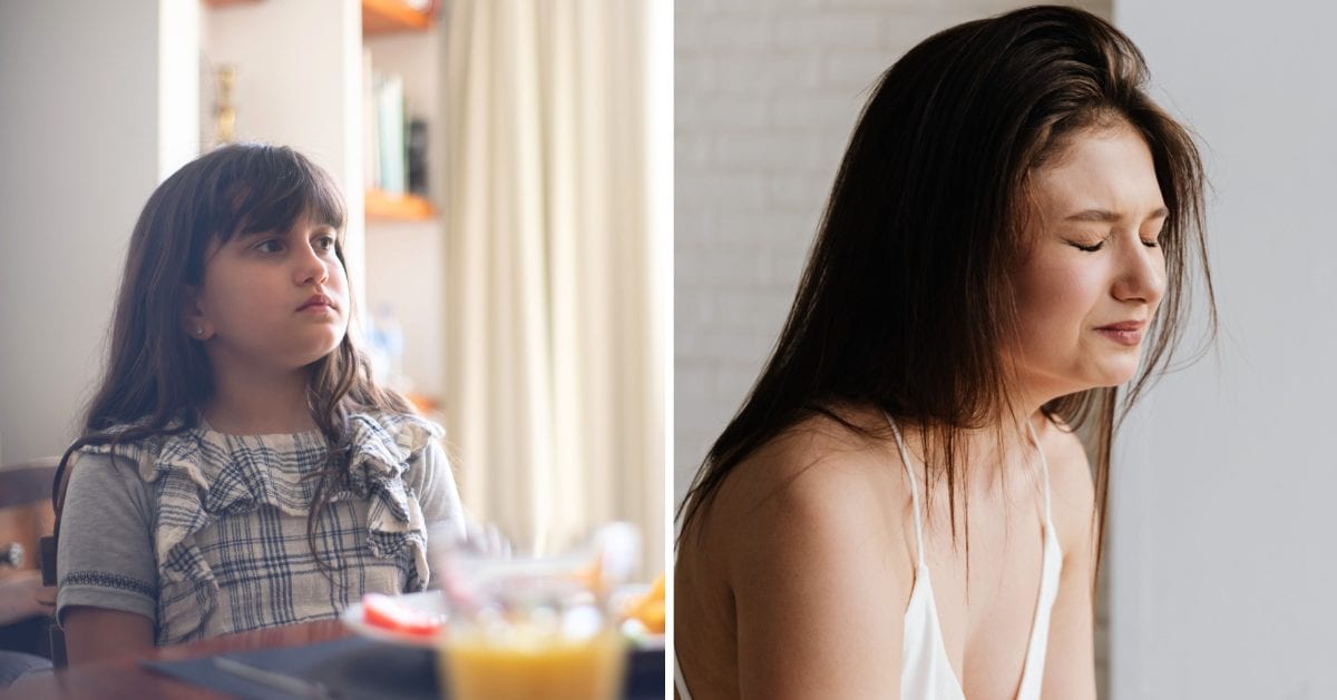(L) Little girl sitting alone. (R) Emotional woman. (Representative Cover Image Source: Pexels | (L) Kampus Production, (R) Kaboompics)