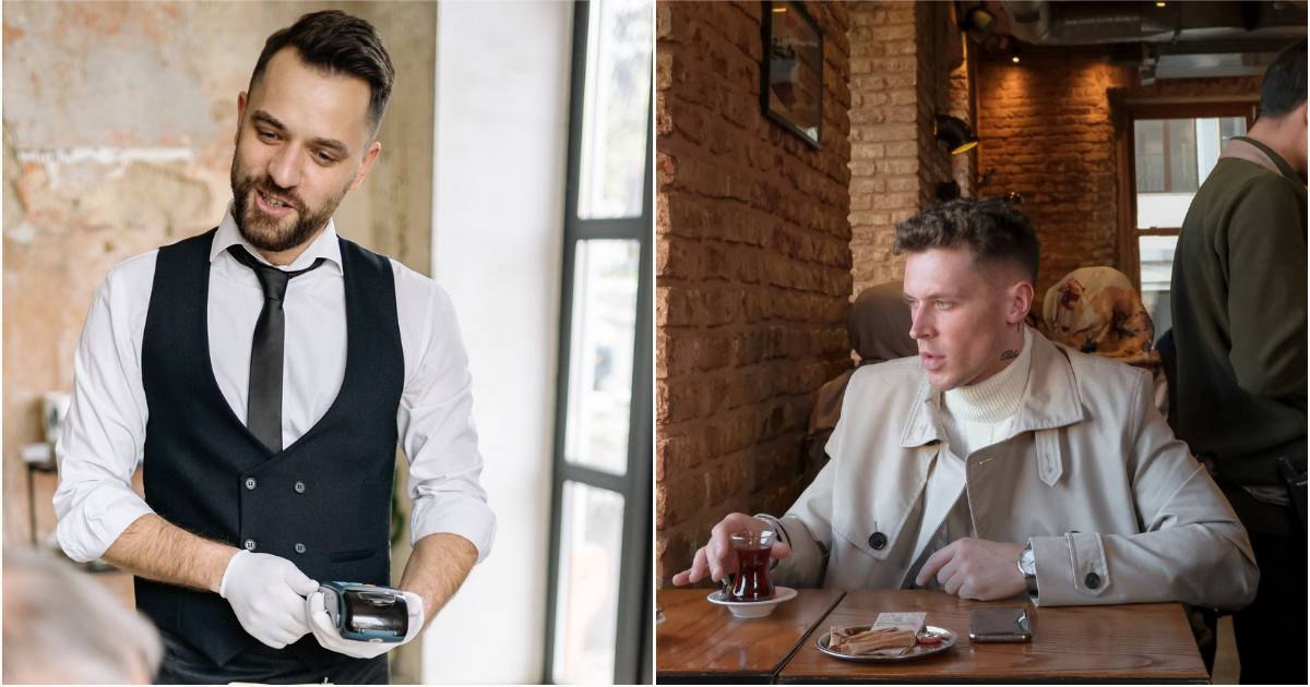 (L) A server speaking to a customer while taking payment. (R) A customer looks disappointed. (Representative Cover Image Source: Pexels|| L - Yan Krukau, R - Amine)