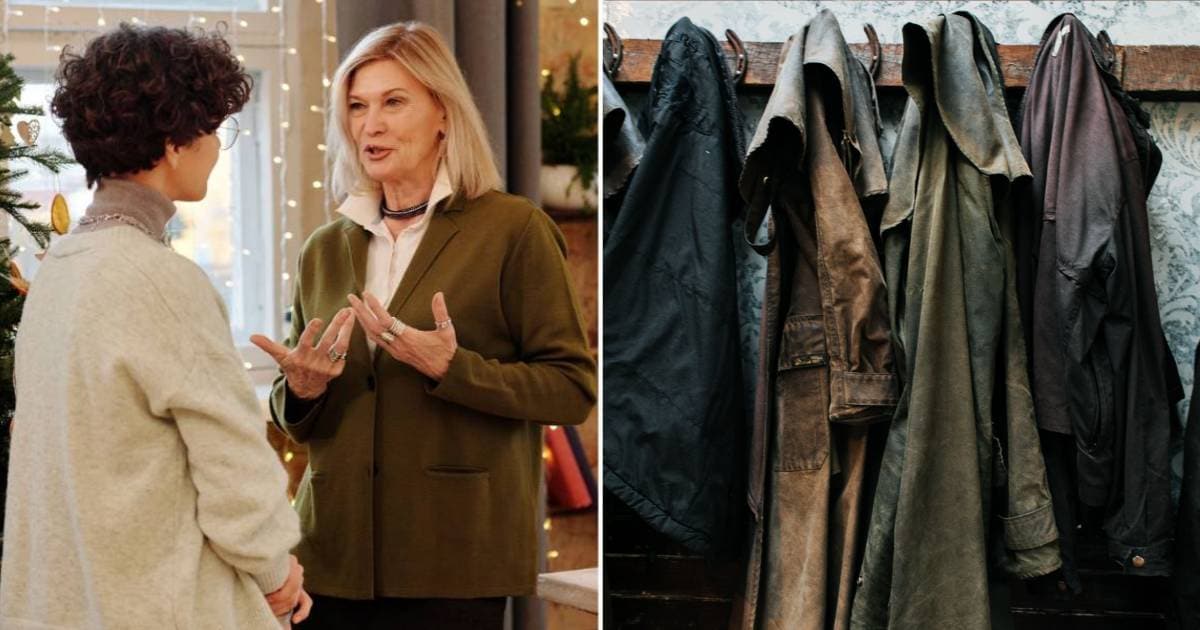 (L) An old woman talking to her daughter. (R) Coats. (Representative Cover Image Source: Pexels | (L) Nicole Michalou, (R) Rachel Claire)