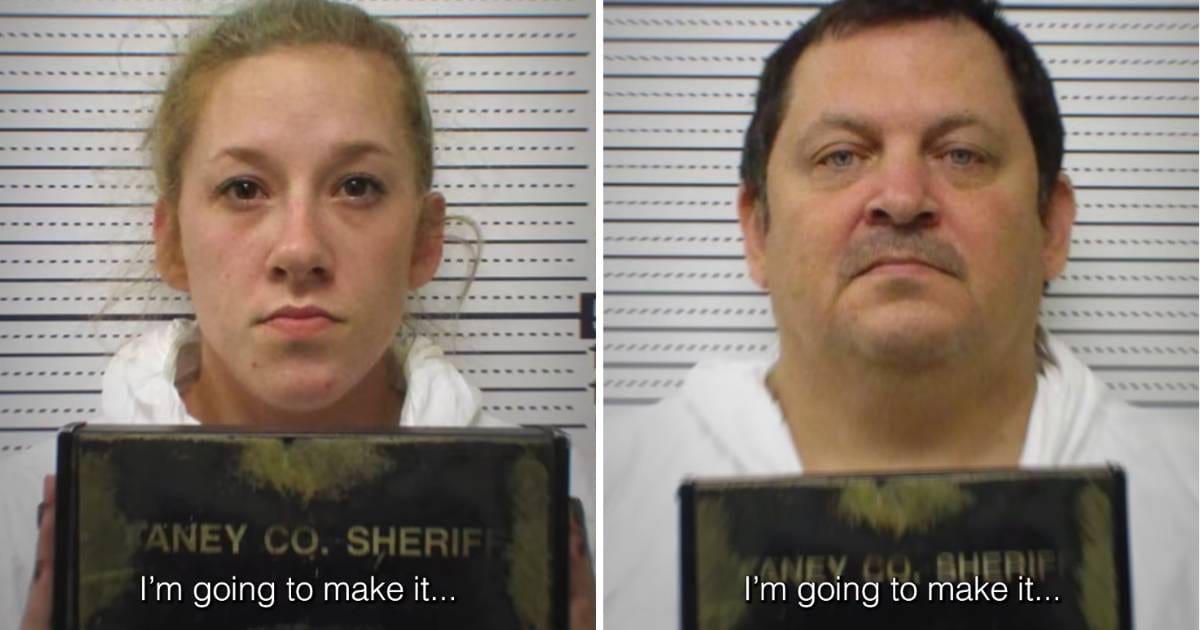Mugshots of (L) Bailey Boswell and (R) Aubrey Trail featured in 'Swipe Right on the Devil' (Cover Image Source: Hulu)