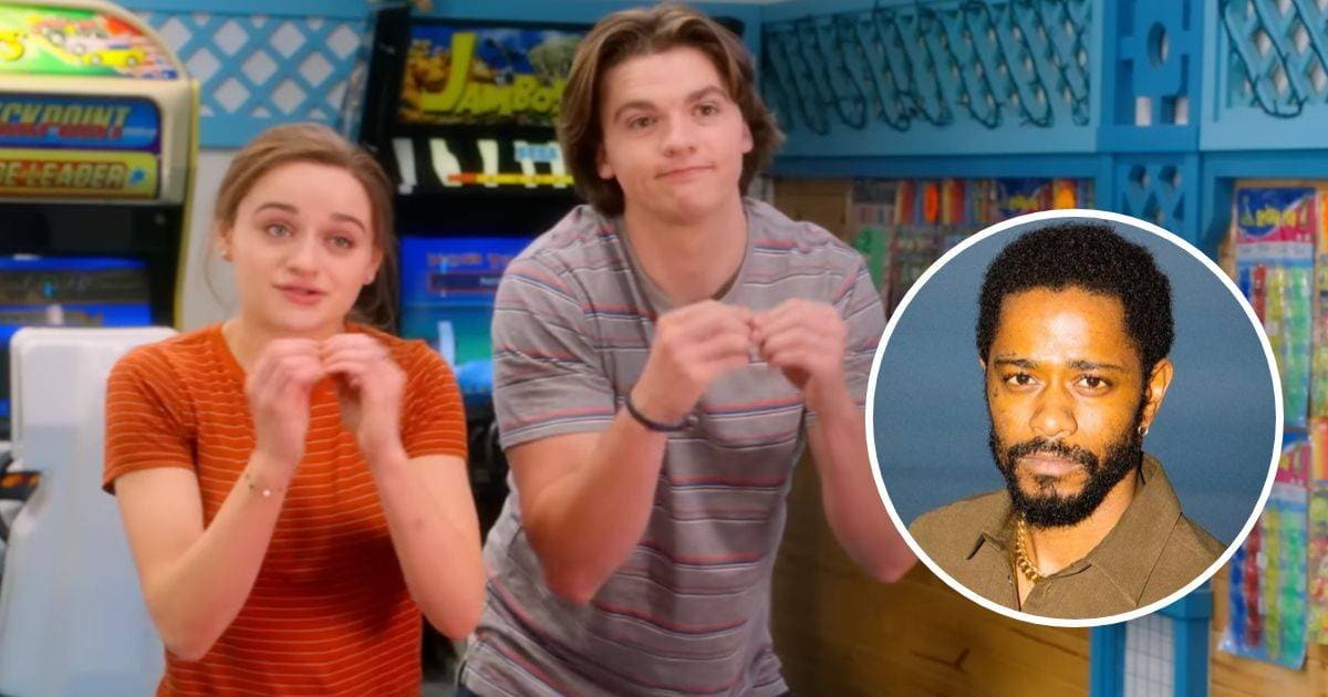 Joey King and Joel Courtney in a still from 'The Kissing Booth 2' and in the circle a still of Lakeith Stanfield (Cover Image Source: YouTube | Netflix, Instagram | @lakeithstanfield3)