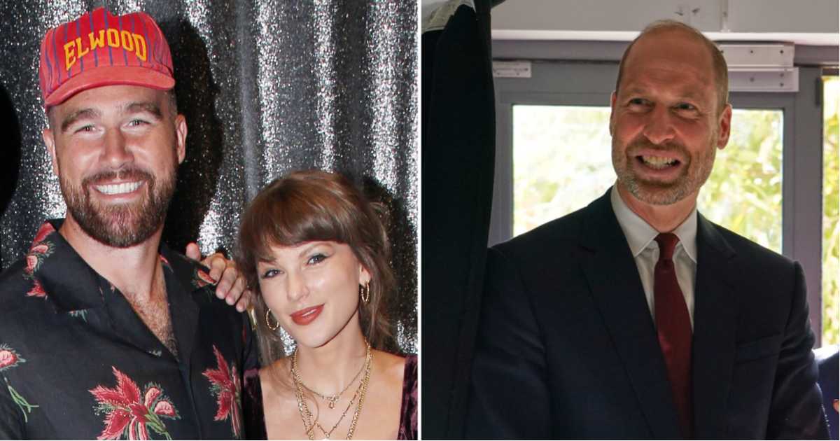 Prince William joked about trying to move Travis Kelce out of his viral photo with Taylor Swift (WireImage | Bruce Glikas, AP Photo | Alberto Pezzali,Pool)
