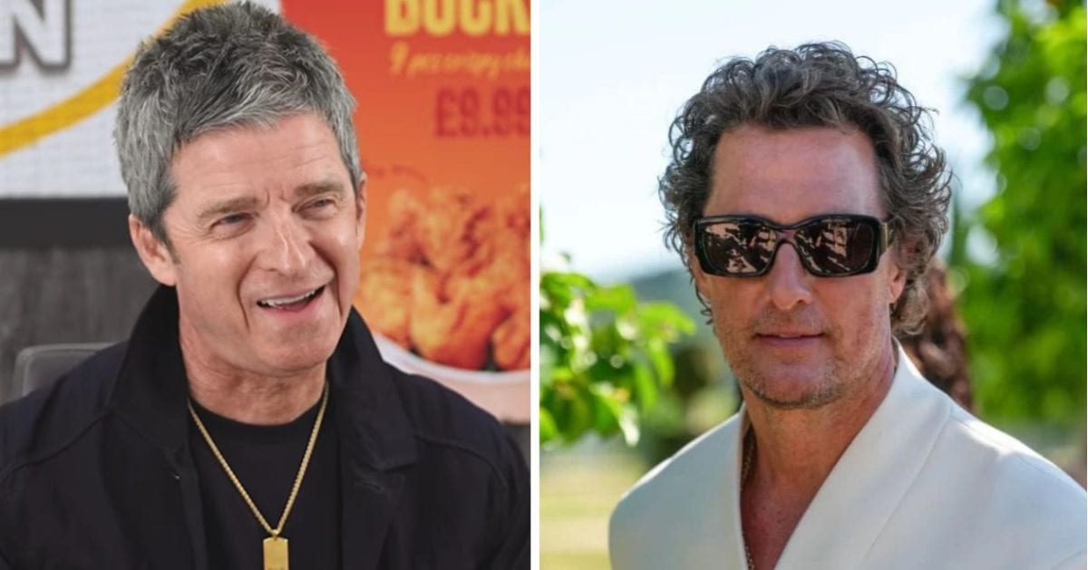 Noel Gallagher recalled meeting Matthew McConaughey at a friend's wedding, saying the actor left a lasting impression: 'I’ve never met anyone like him' (@AmeliaDimoldenberg | Instagram, Getty Photos | Edward Berthelot)