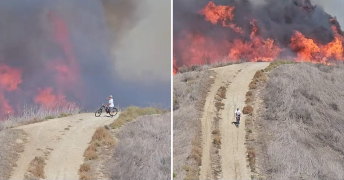 Viral video shows bikers scrambling to escape as wildfire races toward them in California