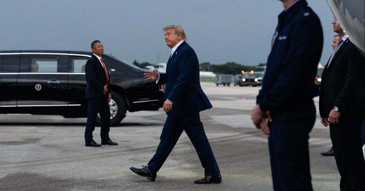 Officials did not reveal details of the suspicious call at Trump’s Florida airport, where traffic restrictions caused delays before operations resumed within an hour (Getty Photos | Eric Lee)