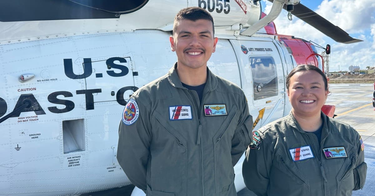 Coast Guard swimmer Josh Law rescued 16 people during a nighttime operation after their boat capsized off Mexico (AP Photo | Eugene Garcia)