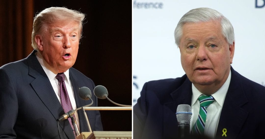 A viral screenshot claims to show a post by President Donald Trump mocking late Lindsey Graham's musical preferences (Getty Images)