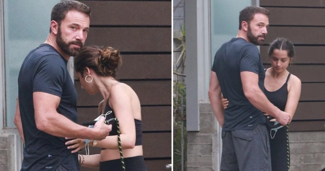 The recent photos showed Ben Affleck with a “pregnant teen” outside his Los Angeles home.  (@mavenug/X)