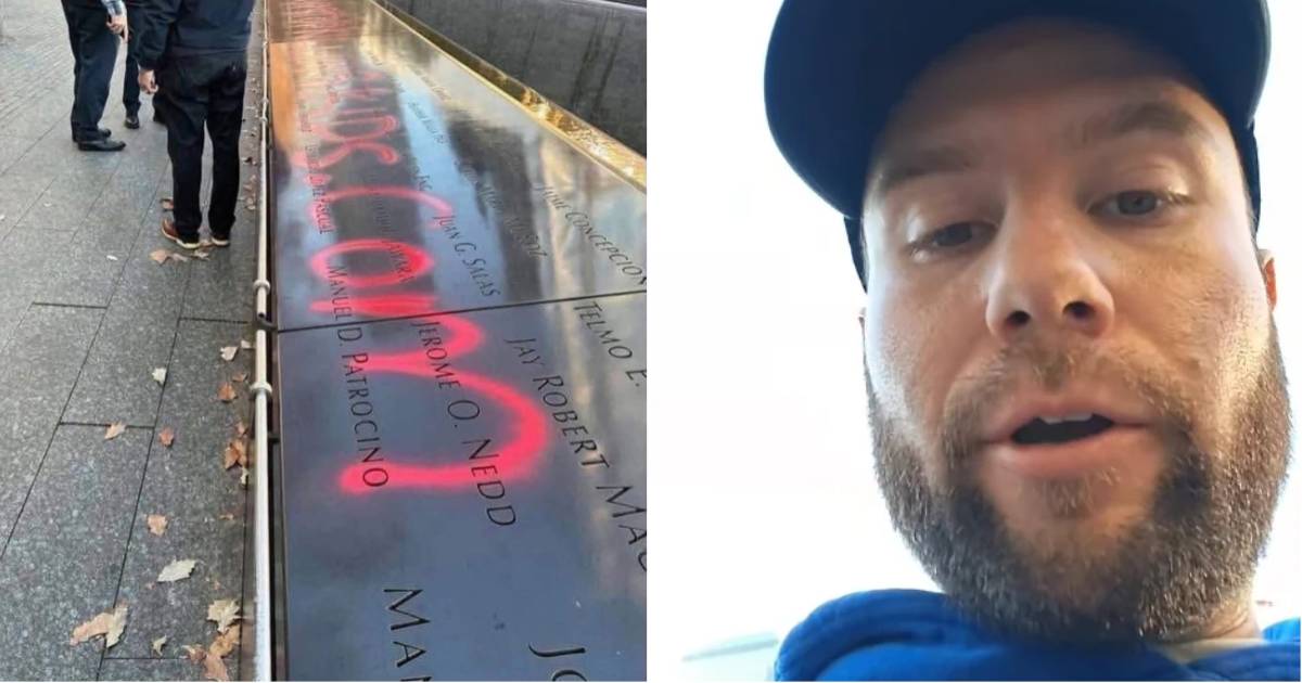 Man defaces 9/11 Memorial with red paint across victims’ names in brazen gun control stunt