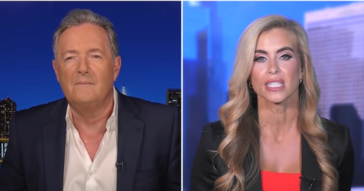 Katie Zacharia looks frustrated as Piers Morgan says she sounds like a robot programmed by Trump