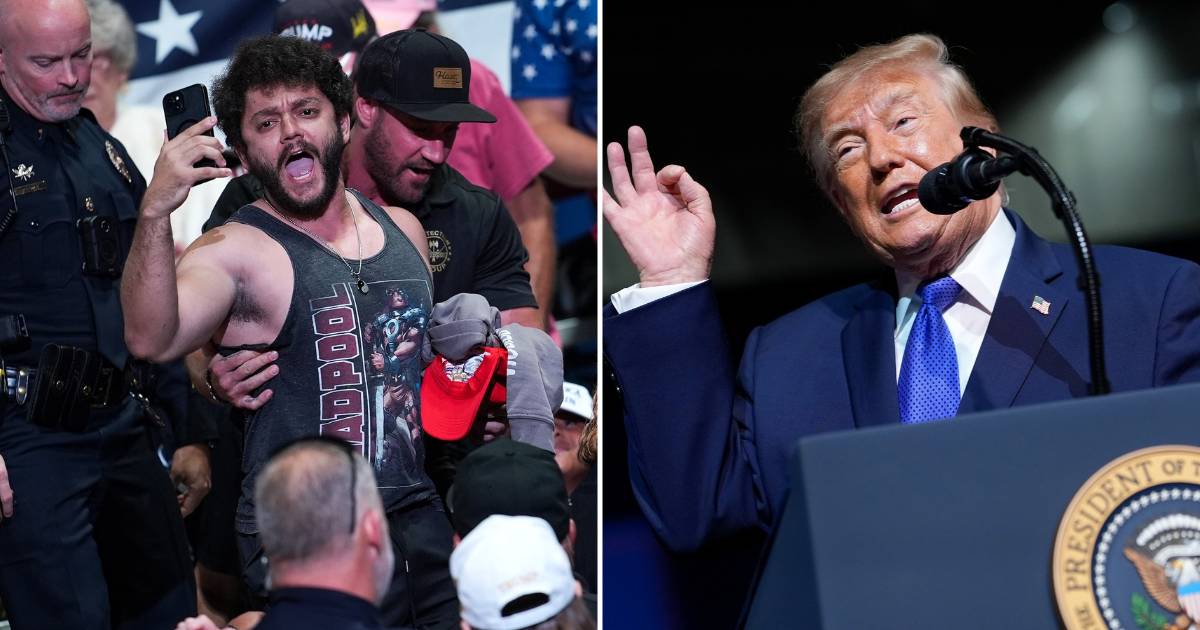 Trump mocks 'sloppy-looking' heckler at South Carolina rally; complains he interrupted his punchline