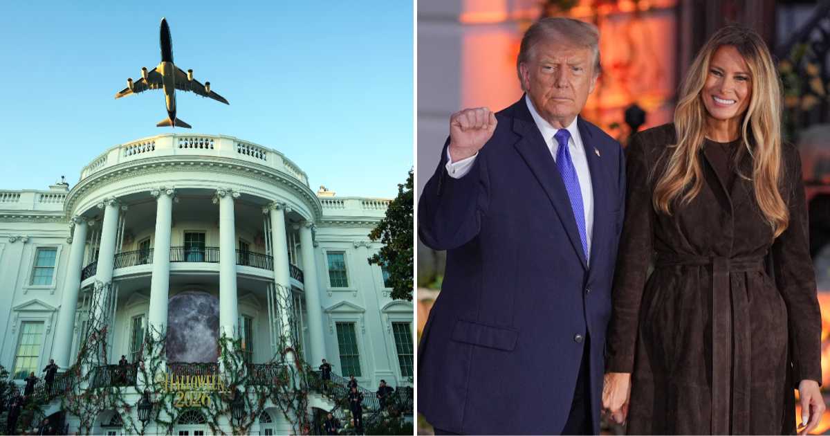 Trump and Melania surprise White House Halloween crowd with Air Force One flyover