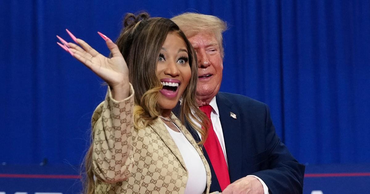 US President Donald Trump is allegedly considering rapper Nicki Minaj for the role of White House press secretary (Getty Images)
