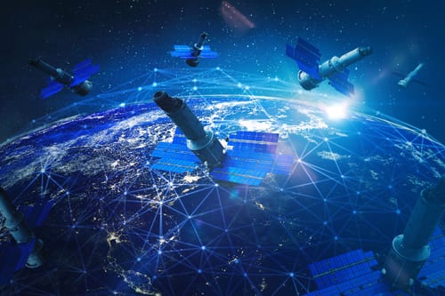 Satellites around Earth.
