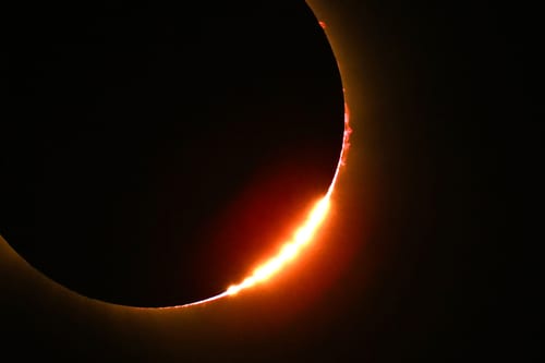PALENCIA, SPAIN - AUGUST 12: A total solar eclipse is seen on August 12, 2026 in Palencia, Spain. It was the first time a total solar eclipse, when the sun is blocked by the moon's orbit, could be viewed from Spain since 1905. (Photo by Leon Neal/Getty Images)