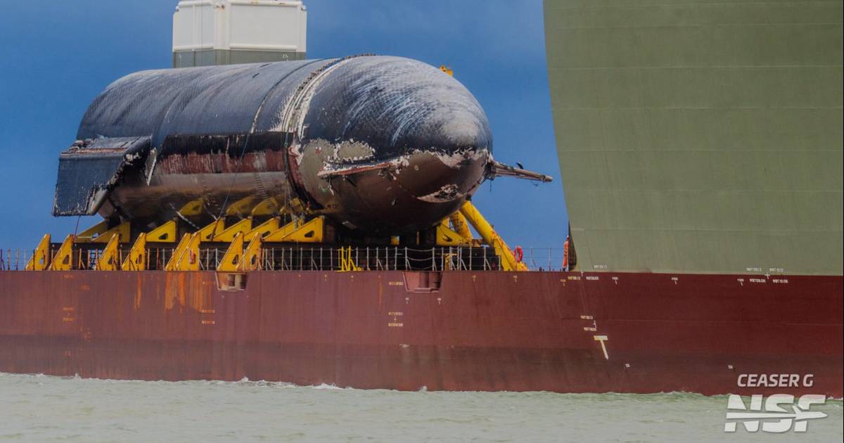 Starship upper stage used for Flight 13 returning to Starbase onboard the vessel Forte. (Cover Image Source: CeaserG via NSF on X)