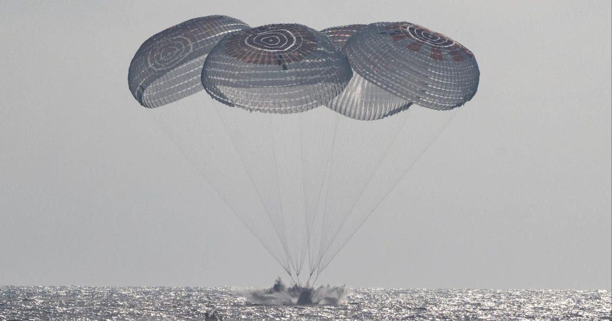 Image of the SpaceX Crew Dragon Freedom spacecraft as it lands with NASA Crew-12 astronauts in the Pacific Ocean off the coast of Los Angeles on Oct. 8, 2026. (Representative Cover Image Source: NASA/Keegan Barber)