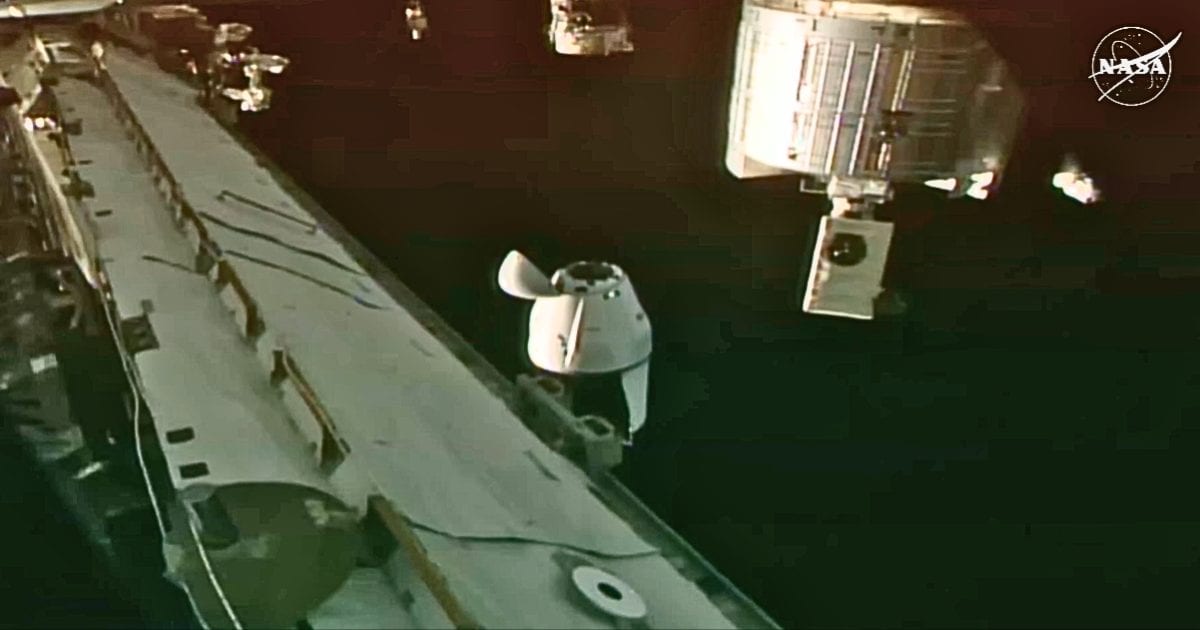 A SpaceX Dragon spacecraft approaches the International Space Station moments before docking to the Harmony module’s space-facing port on Oct. 15, 2026. (Cover image Source: NASA+)