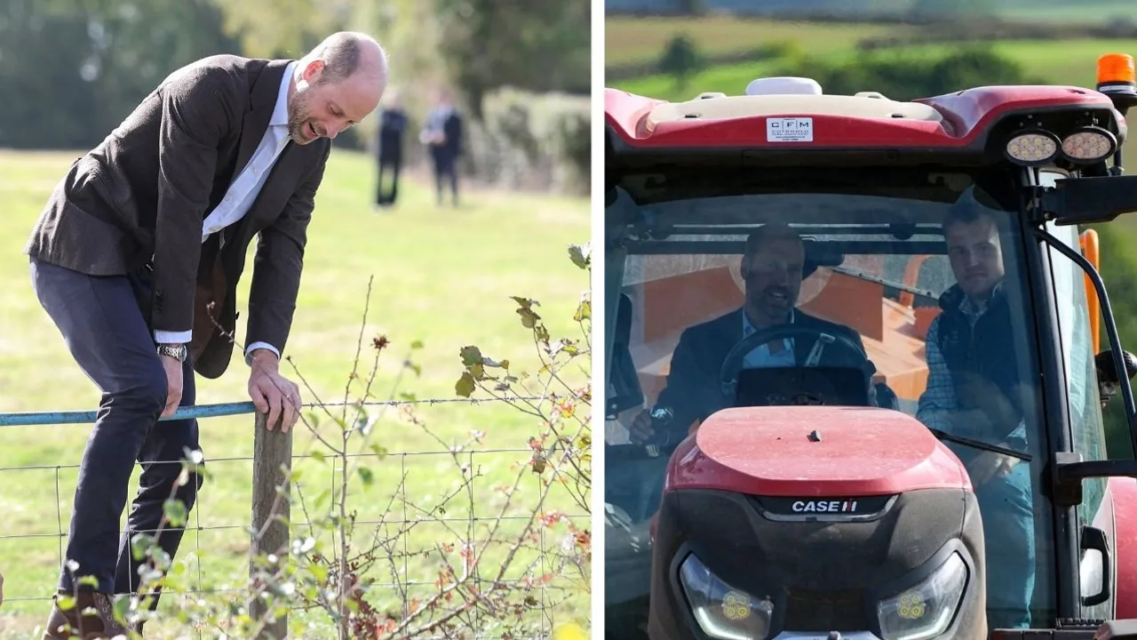 4 Hilarious Photos of Prince William as He Hops a Fence and Drives a Tractor on His Latest Outing