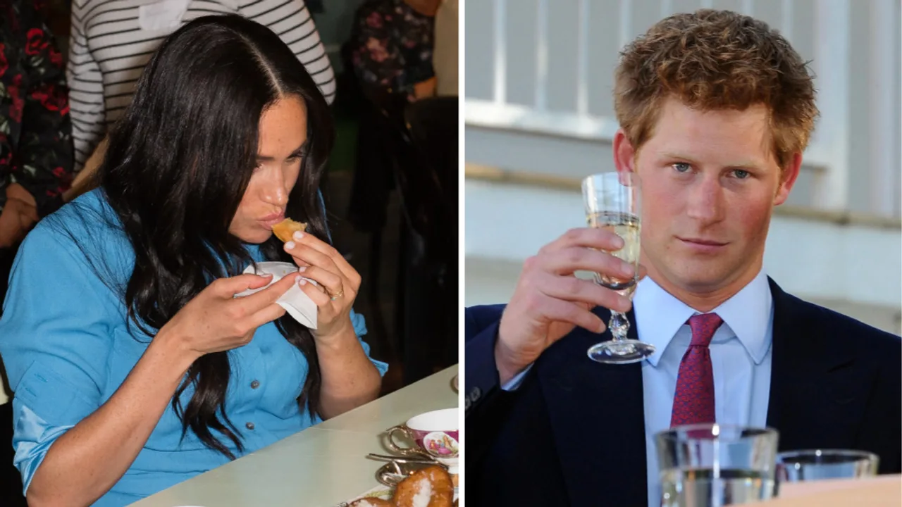 (L) Meghan, Duchess of Sussex, tries some food as she visits the District 6 Museum and Homecoming Centre during their royal tour of South Africa on September 23, 2019, in Cape Town, South Africa. (R) Prince Harry gives a speech at the High Commission during a garden party to mark the official birthday of Queen Elizabeth II on June 14, 2010, in Gaborone, Botswana. Cover Image Source: Getty Images | (L) Samir Hussein/WireImage; (R) Anthony Devlin-pool
