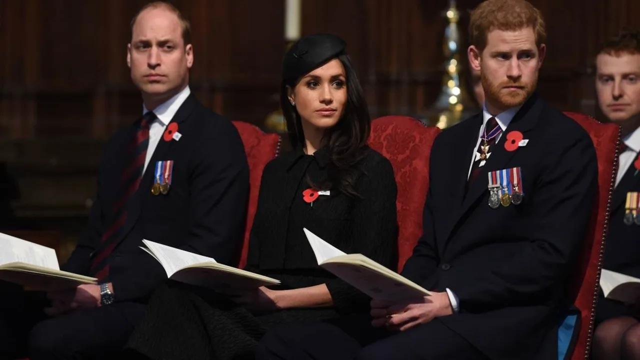 Prince William, Duke of Cambridge, Meghan Markle and Prince Harry attend an Anzac Day service at Westminster Abbey on April 25, 2018 in London, England. (Image Source: Getty Images | Eddie Mulholland - WPA Pool)
