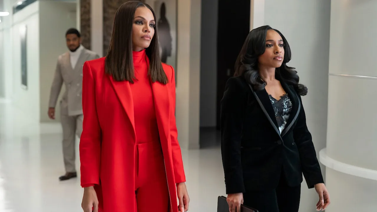 Crystle Stewart and Taylor Polidore Williams in Beauty in Black (Netflix | Photo by Quantrell Colbert)