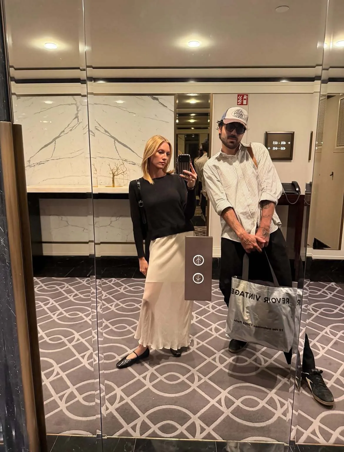 Brittany Snow and Hunter Moreno pose for mirror selfie