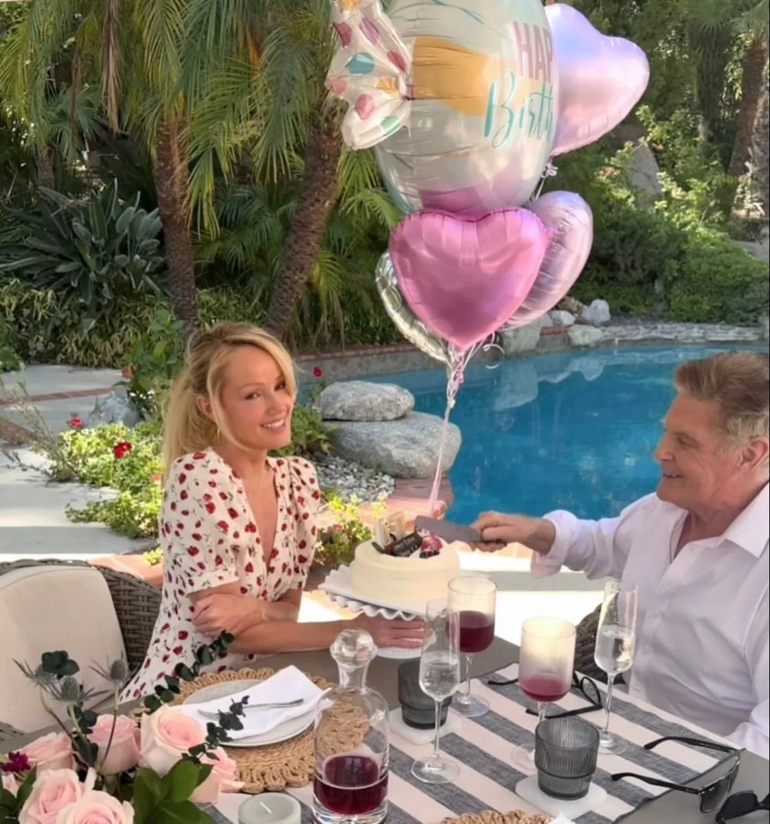 Hayley Roberts and David Hasselhoff embrace the joys of life together.