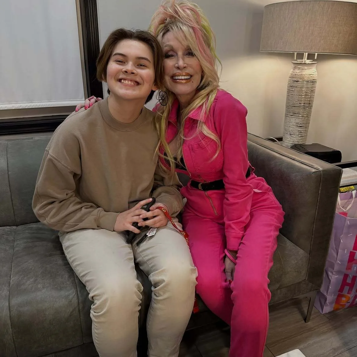 Dolly Parton poses with niece Rebecca Seaver's son