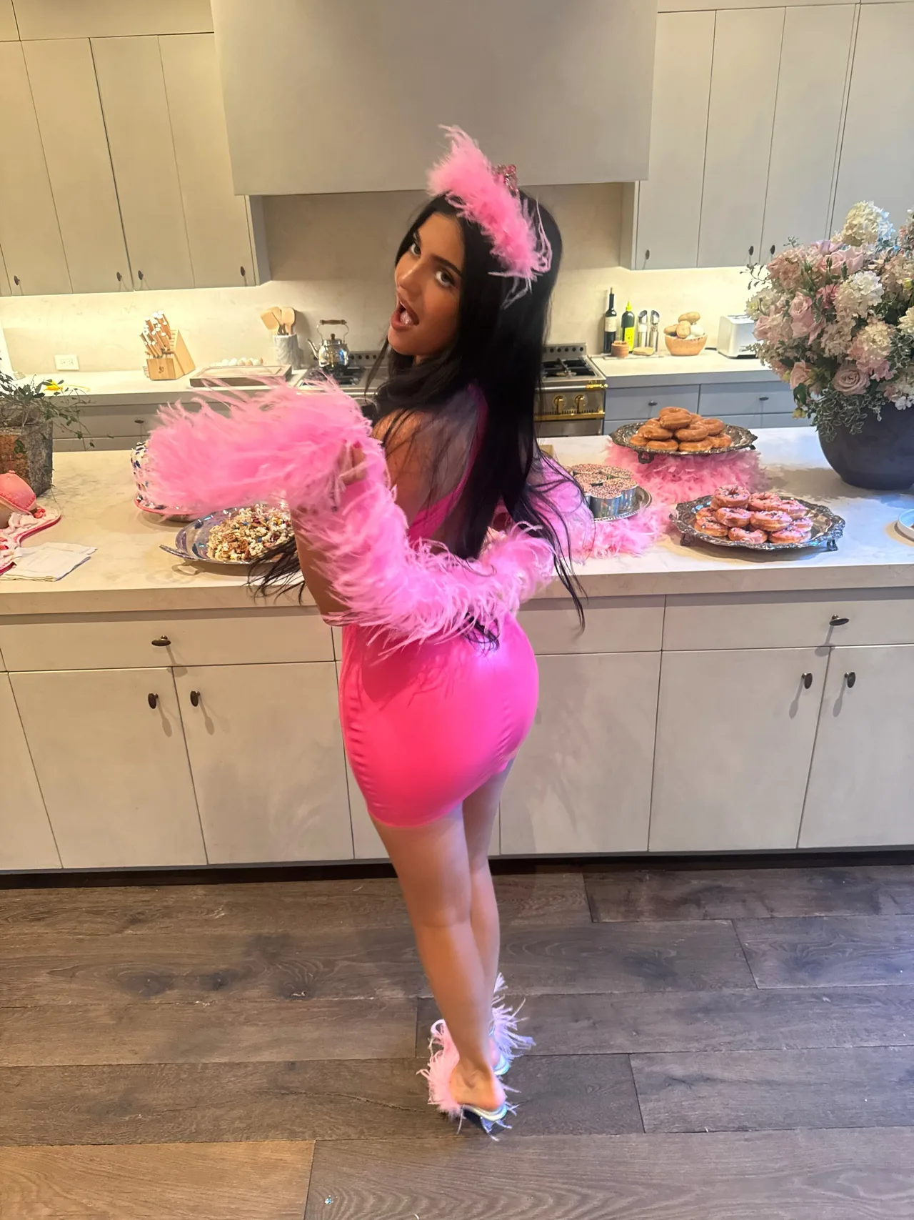 Kylie Jenner serves major ‘Princess Kitty’ vibes in baby-pink mini dress