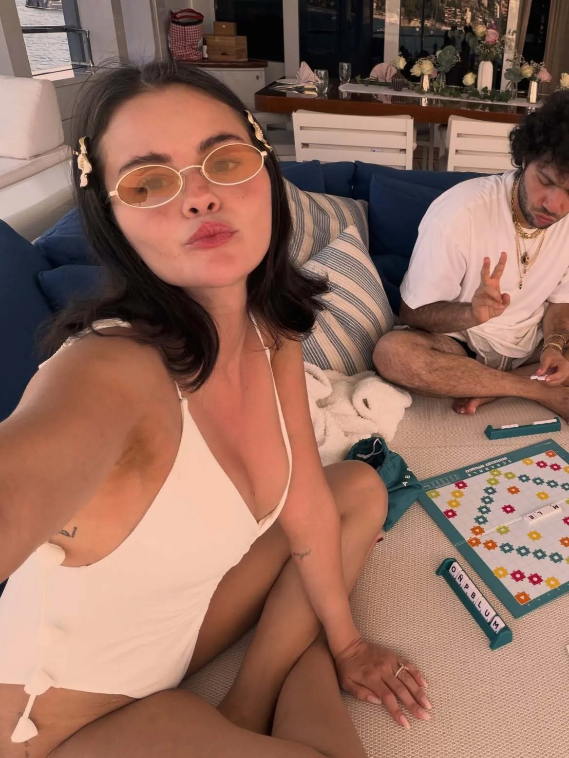 Selena Gomez and Benny Blanco unwind with a friendly game of Scrabble