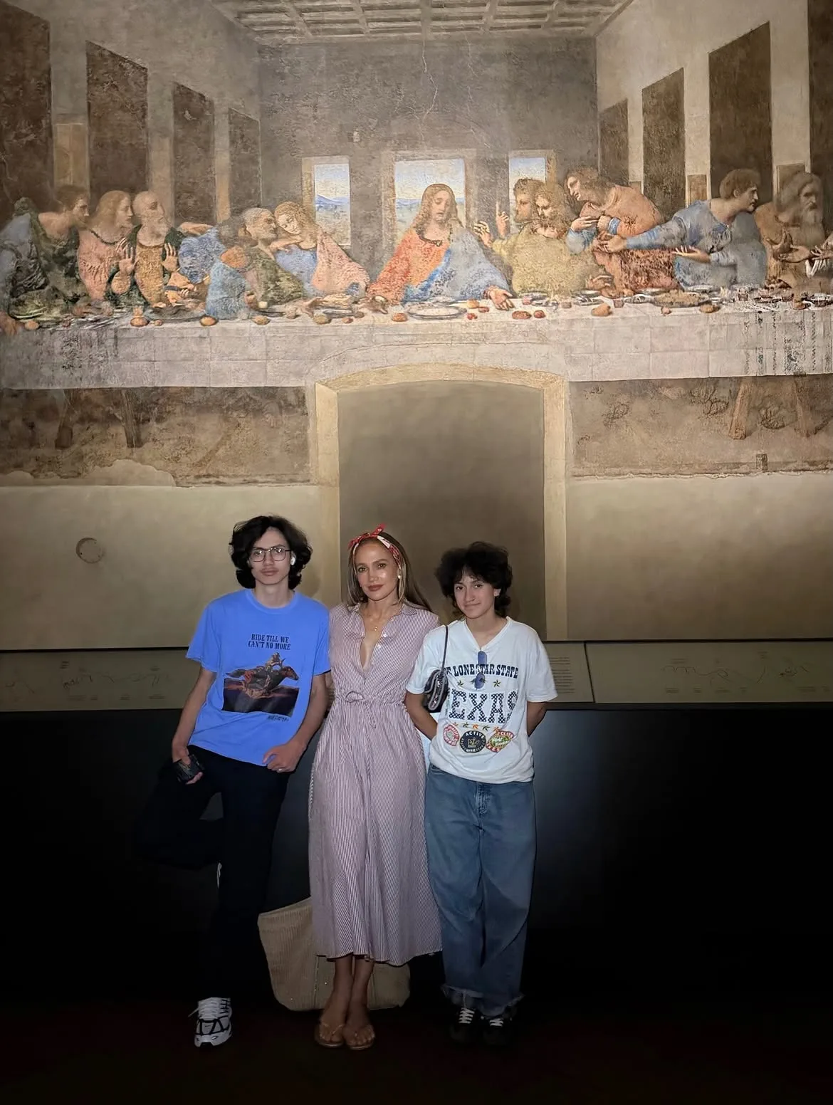 JLo and her children pose in front of the historic 'The Last Supper'