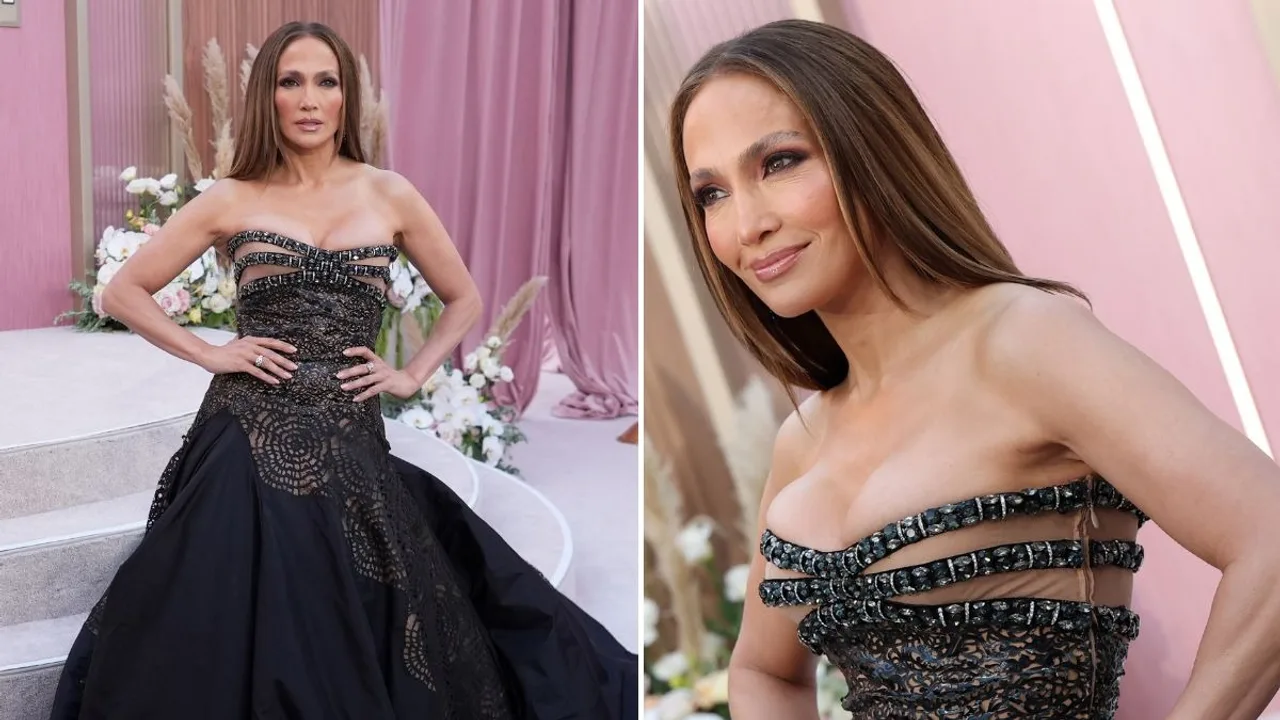 Jennifer Lopez debuts head-turning optical illusion gown at 'Office Romance' world premiere