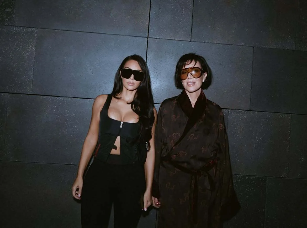 Kim Kardashain poses with mother Kris Jenner