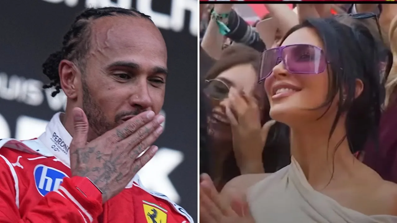 Lewis Hamilton blows a kiss to Kim Kardashian in rare public display of affection at the F1 Monaco Grand Prix