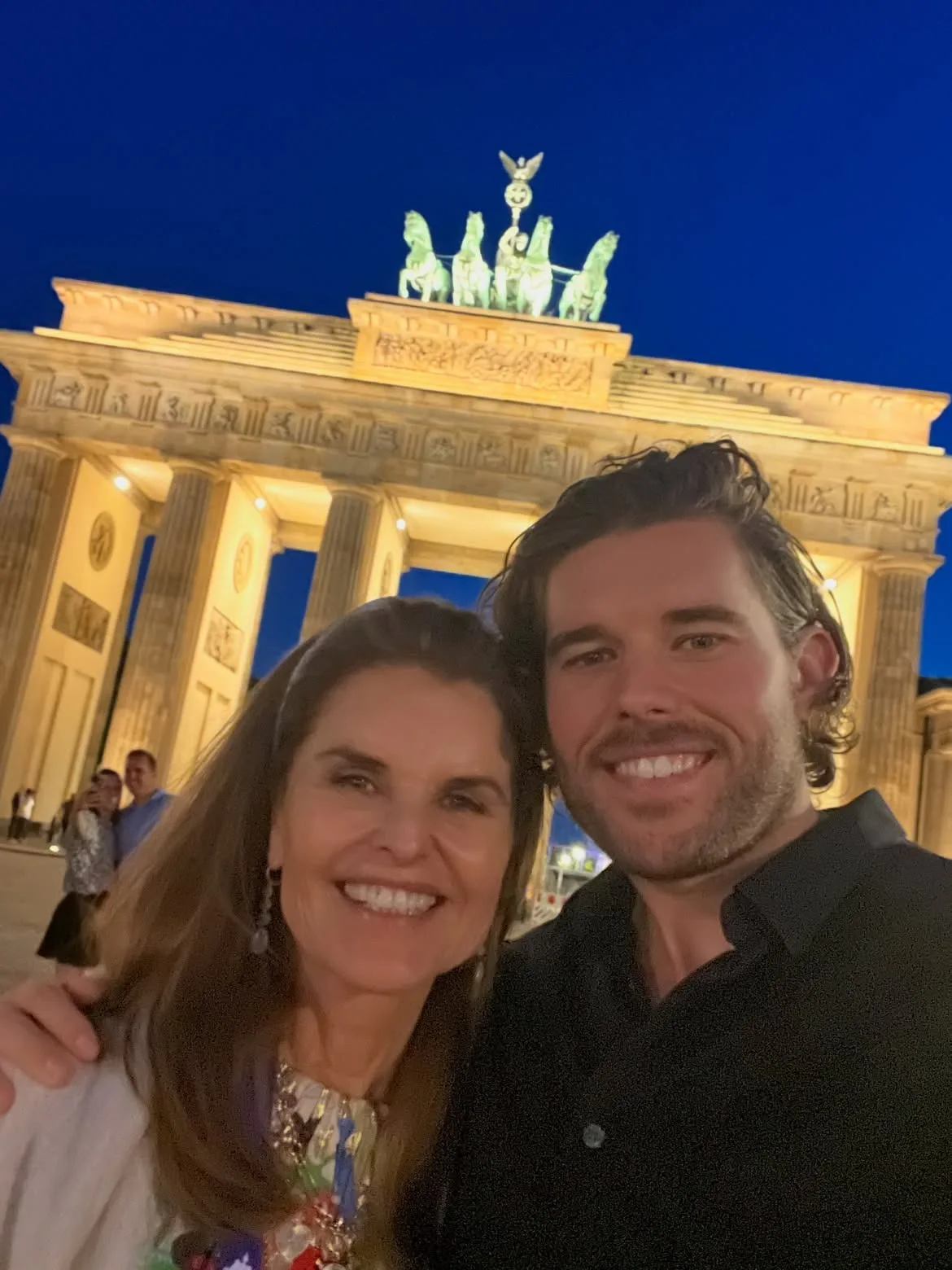 Maria Shriver and son Christopher pose for a selfie in Berlin