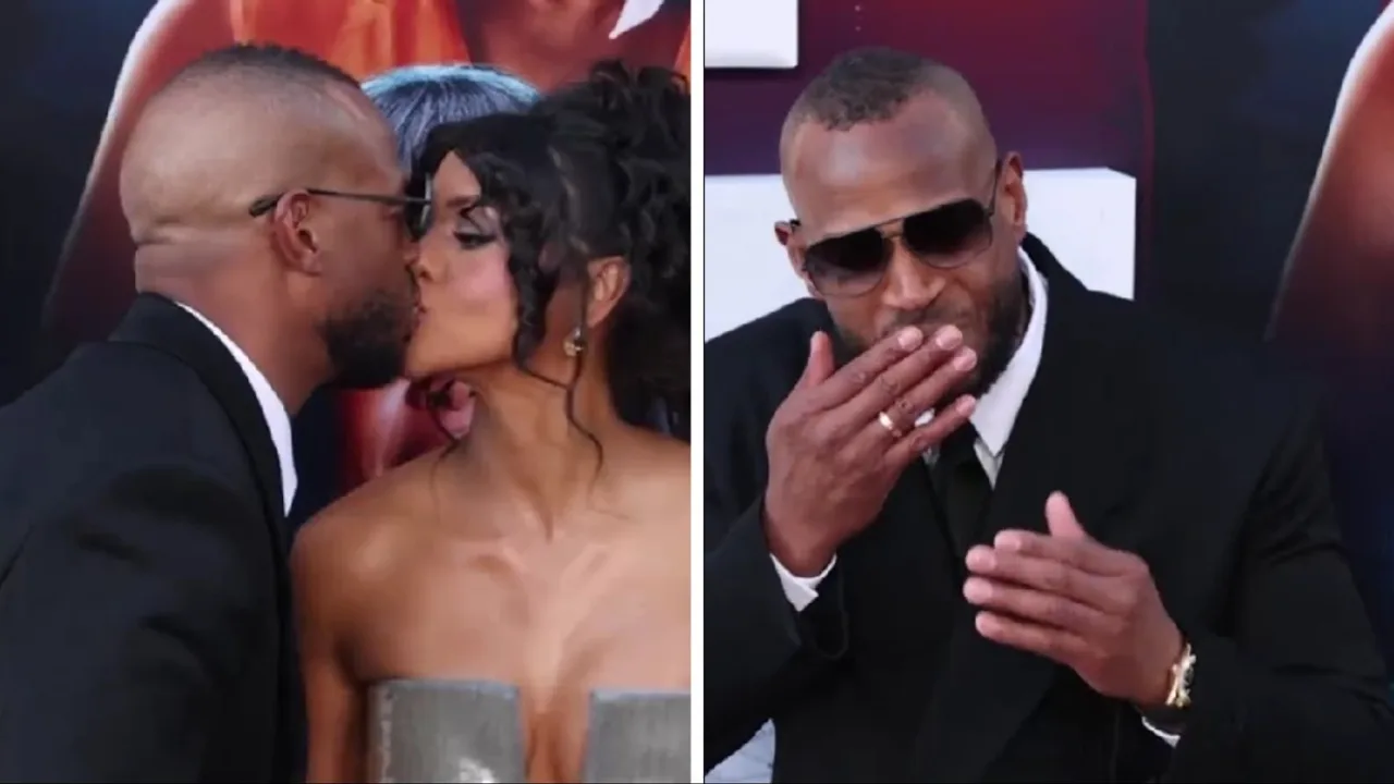 Marlon Wayans dramatically wipes his lips after kissing mystery woman at 'Scary Movie 6' premiere
