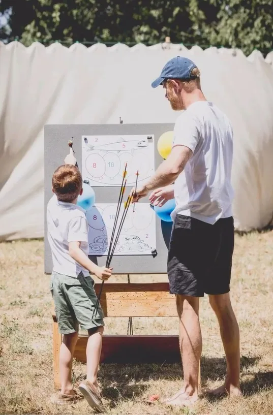 Prince Harry appeared to preparing for a game of archery with son Archie