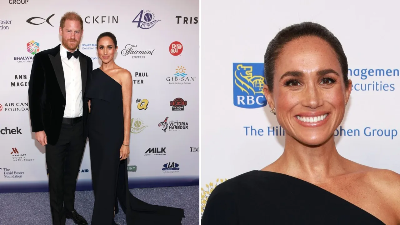Meghan Markle wears Princess Diana's sapphire and diamond earrings during charity date night with Prince Harry