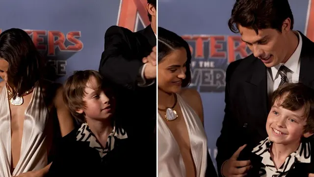 Nicholas Galitzine accidentally elbows young co-star during playful red carpet moment at 'Masters of the Universe' premiere