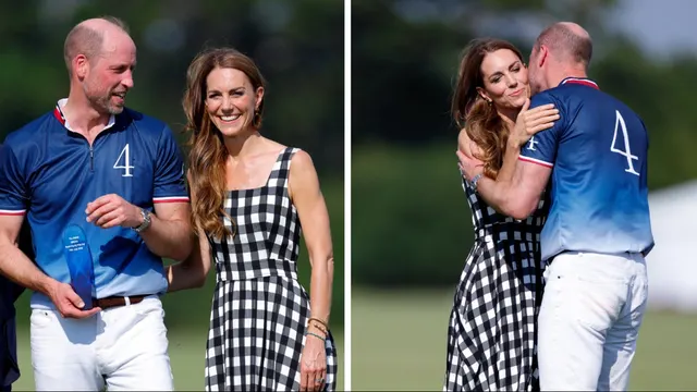 Prince William and Kate Middleton share rare PDA moment as she returns to Royal Charity Polo Cup after cancer battle