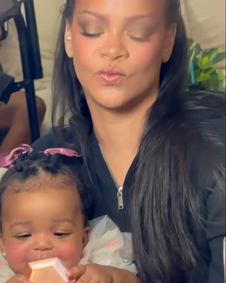 Rocki joins mom Rihanna for her first glam session